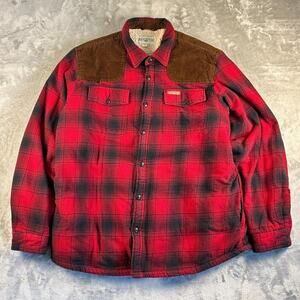 Field & Stream Sherpa Lined Flannel Jacket Mens XXL Red Plaid Workwear